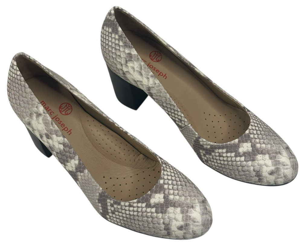 Marc Joseph Midtown Pump Womens Size 7 Snake Print Leather Block Heel New $165